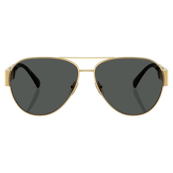 New VERSACE Sunglasses Gold Aviator Pilot Metal Greca Logo Black - Picture 2 of 6